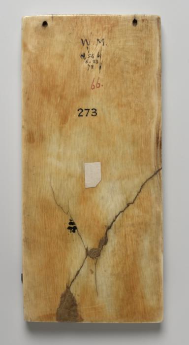 Panel (fragment of a polyptych), 1 register, 1 arch across, bands of rosettes (plaquette; décor de roses) (Back)