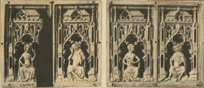Openwork panel (part of a casket), 1 register, 2 arches across (coffret ajouré) (Front)