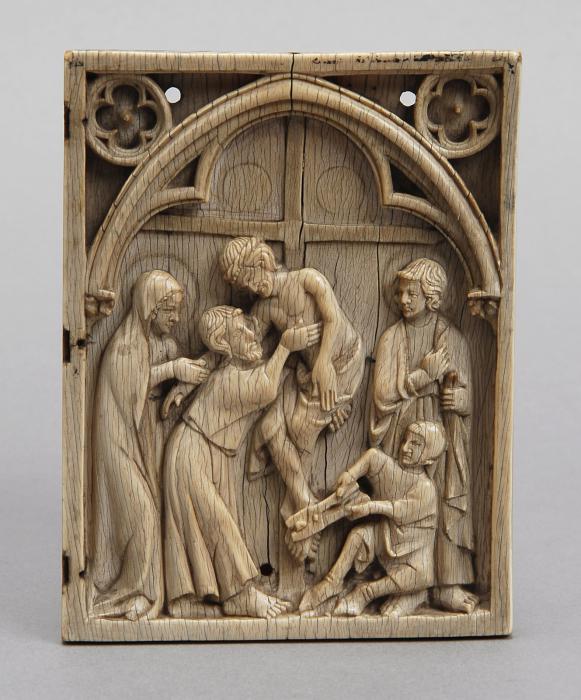 Wing, right (fragment of a diptych), 1 register, 1 arch across (plaquette) (Front)