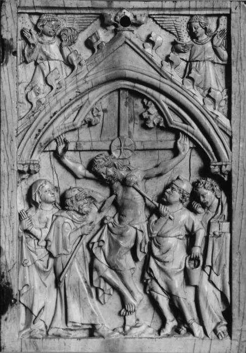 Wing, right (fragment of a diptych), 1 register, 1 arch across (plaquette) (Front)