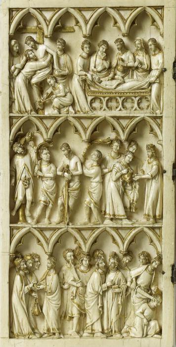 Diptych, 3 registers, 4 arches across (frise d'arcatures) (Wing, left)