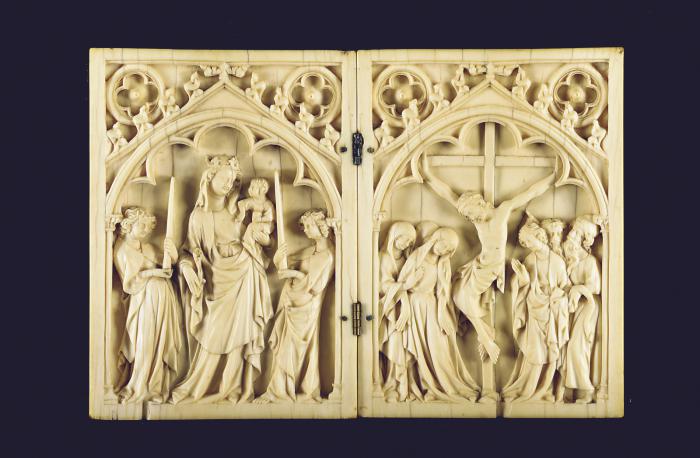 Diptych, 1 register, 1 arch across (plaquettes) (Front)