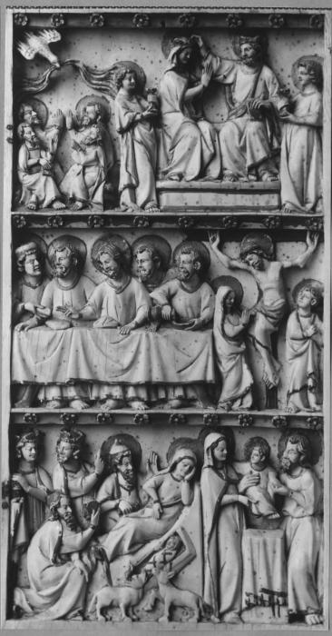 Diptych, 3 registers, bands of rosettes (décor de roses) (Front)