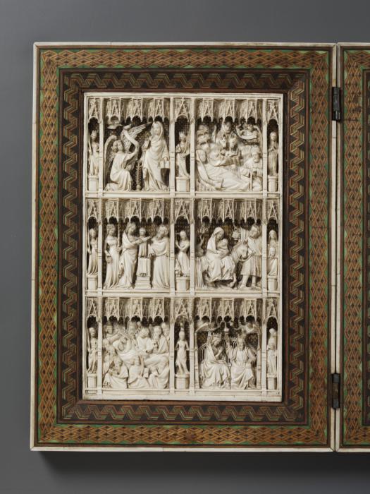 Openwork diptych, 3 registers (plaques ajourée) (Wing, left)