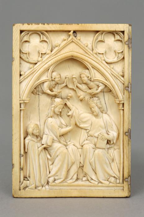 Wing, left (part of a diptych), 1 register, 1 arch across (plaquette; colonnettes) (Front)