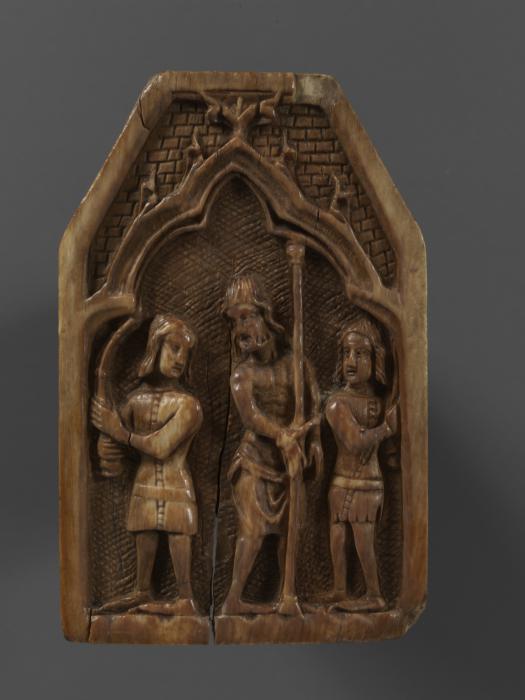 Panel with truncated gable (possibly a pax), 1 register, 1 arch across (plaquette; baiser de paix) (Front)