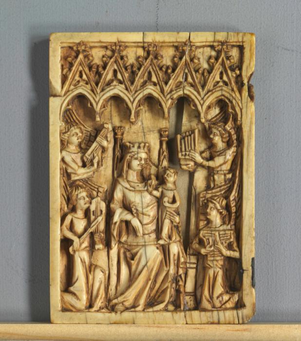 Wing, left (fragment of a diptych), 1 register, 5 arches across (frise d'arcatures; plaquette) (Front)
