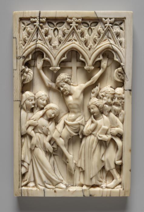 Wing, right (fragment of a diptych), 1 register, 3 arches across (plaquette; frise d'arcatures) (Front)