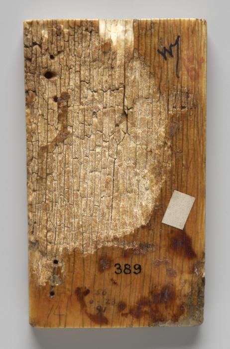 Wing, left (fragment of a diptych), 1 register, 1 arch across (plaquette) (Back)