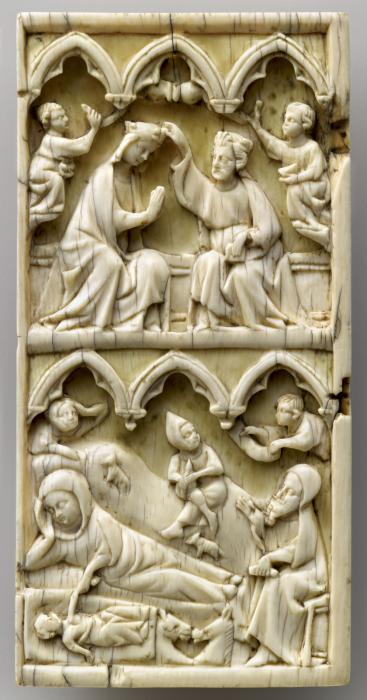 Wing, left (fragment of a diptych), 2 registers, 3 arches across (frise d'arcatures) (Front)