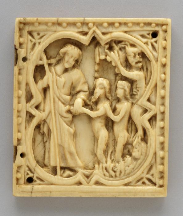 Wing, right (fragment of a diptych), 1 register, with quatrefoil (quatre-feuilles) (Front)