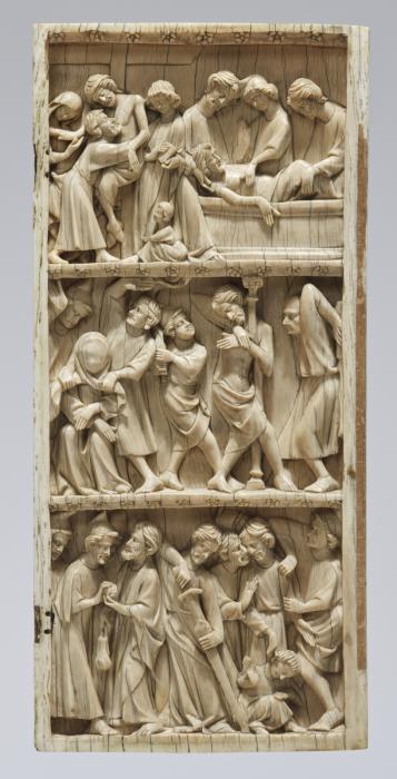 Diptych, 3 registers, bands of rosettes (décor de roses) (Wing, right)