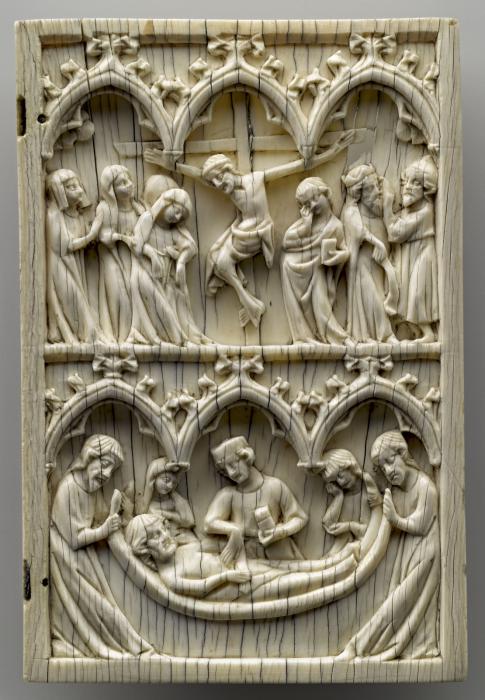 Wing, right (fragment of a diptych), 2 registers, 3 arches across (frise d'arcatures) (Front)