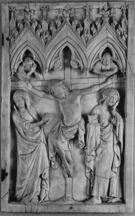 Wing, right (fragment of a diptych), 1 register, 3 arches across (plaquette; frise d'arcatures) (Front)