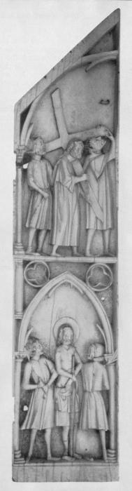 Wings, right and left (fragments of a triptych), 2 registers, 1 arch across (Wing, right)