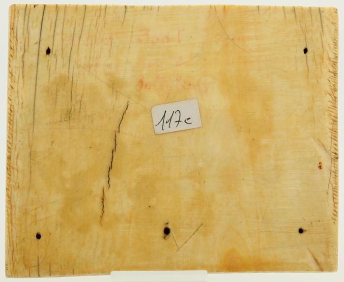 Panel (fragment of a casket; end panel), 1 register, 5 full and 2 half arches (coffret; frise d'arcatures) (Back)