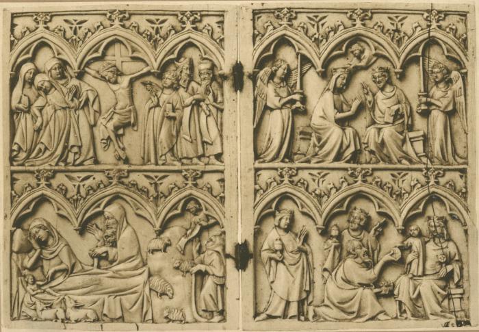Diptych, 2 registers, 3 arches across (frise d'arcatures) (Front)