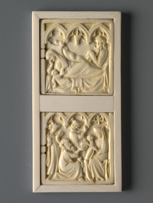 Wing, right (fragment of a diptych), 2 registers, 3 arches across (frise d'arcatures) (Front)