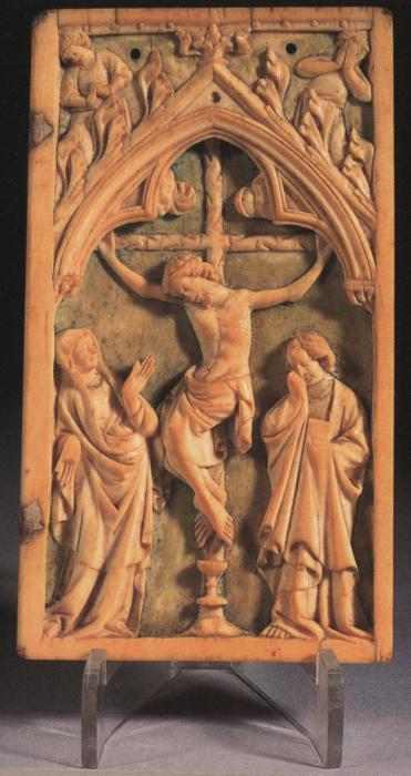 Wing, right (fragment of a diptych), 1 register, 1 arch across (plaquette) (Front)