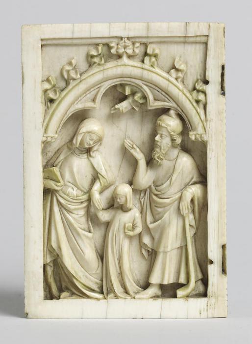 Wing, left (fragment of a diptych), 1 register, 1 arch across (plaquette) (Front)