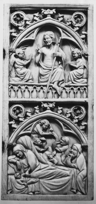 Wing, right (part of a diptych), 2 registers, 1 arch across (Front)