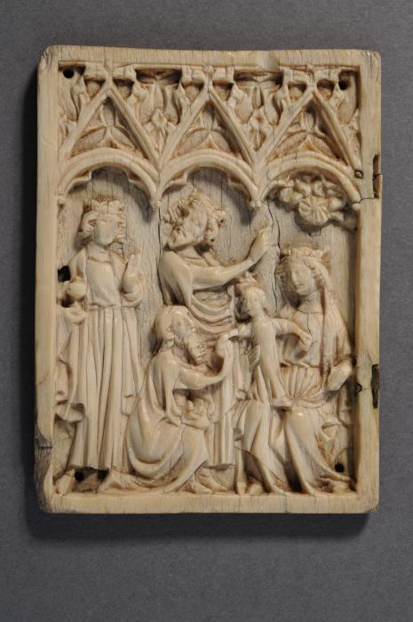 Wing, left (fragment of a diptych), 1 register, 3 arches across (plaquette; frise d'arcatures) (Front)