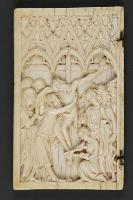 Wing, left (fragment of a diptych), 1 register, 3 arches across (plaquette; frise d'arcatures) (Front)