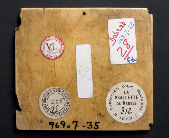 Panel (possibly fragment of a diptych; wing, left), 1 register, 4 arches across (frise d'arcatures) (Back)
