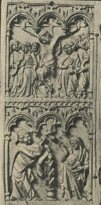 Diptych, 2 registers, 3 arches across (frise d'arcatures; colonnettes) (Wing, left)