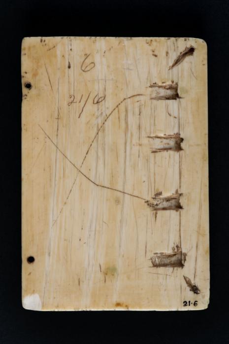 Wing, left (fragment of a diptych), 1 register, 1 arch across (plaquette) (Back)