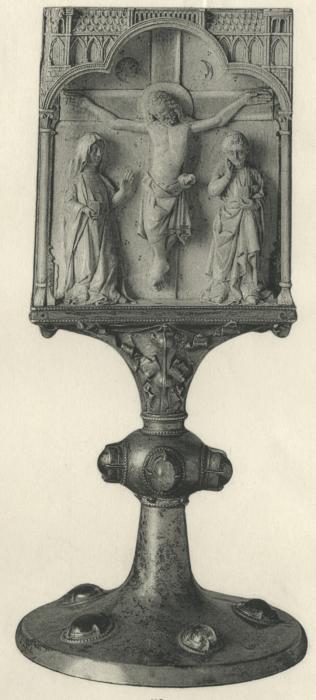 Centre panel (fragment of a polyptych), 1 register, 1 trefoil arch across (plaquette; colonnettes) (Front)