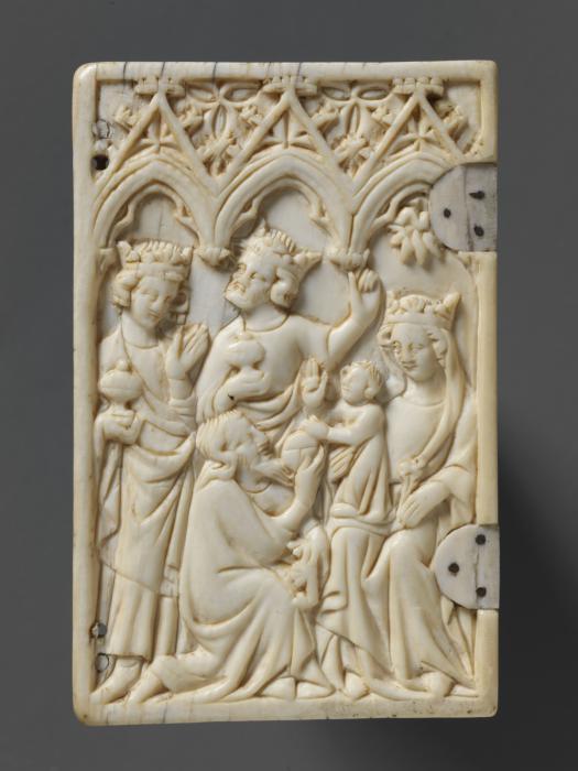 Double-sided panel (from a set of writing tablets), 1 register, 3 arches across (frise d'arcatures; tablette à écrire) (Side 1)