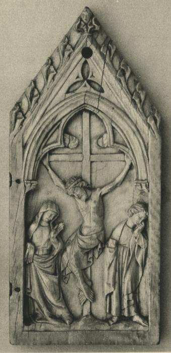Gabled panel (fragment of a diptych or polyptych; wing, right), 1 register, 1 arch across (Front)