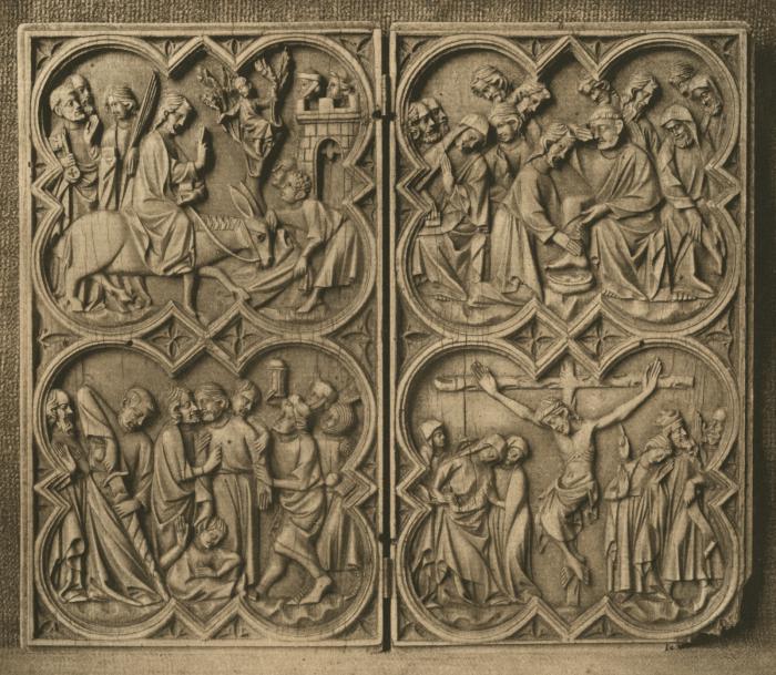 Diptych, 2 registers, with quatrefoils (quatre-feuilles) (Front)