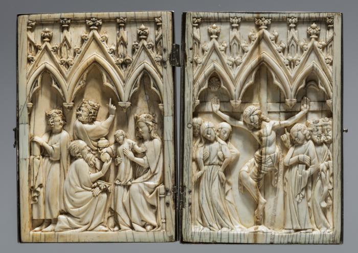 Diptych, 1 register, 3 arches across (plaquette; frise d'arcatures) (Front)