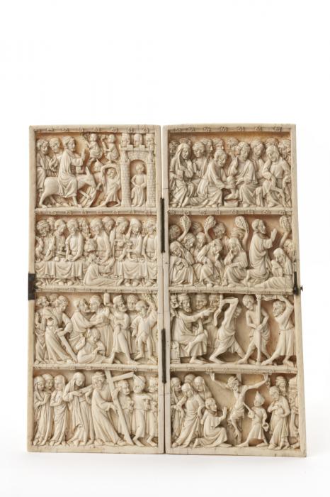Diptych, 4 registers, bands of rosettes (décor de roses) (Front)