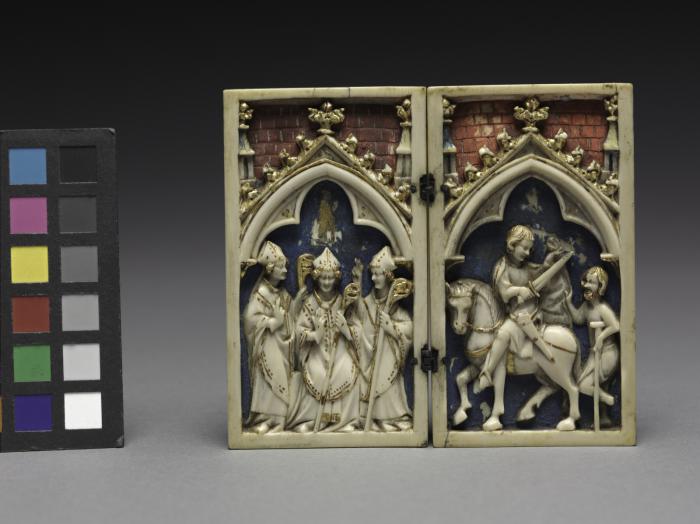 Diptych, 1 register, 1 arch across (plaquettes) (Front)
