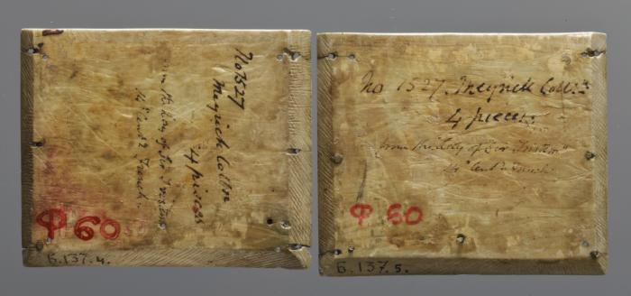 Panels (fragments of a casket) with quatrefoils (coffret; quatre-feuilles) (Back, end panels)