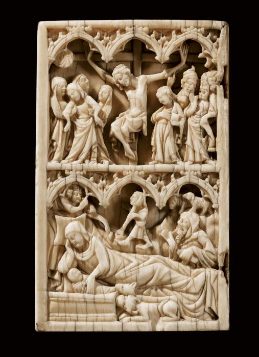 Wing, left (fragment of a diptych), 2 registers, 3 arches across (frise d'arcatures) (Front)