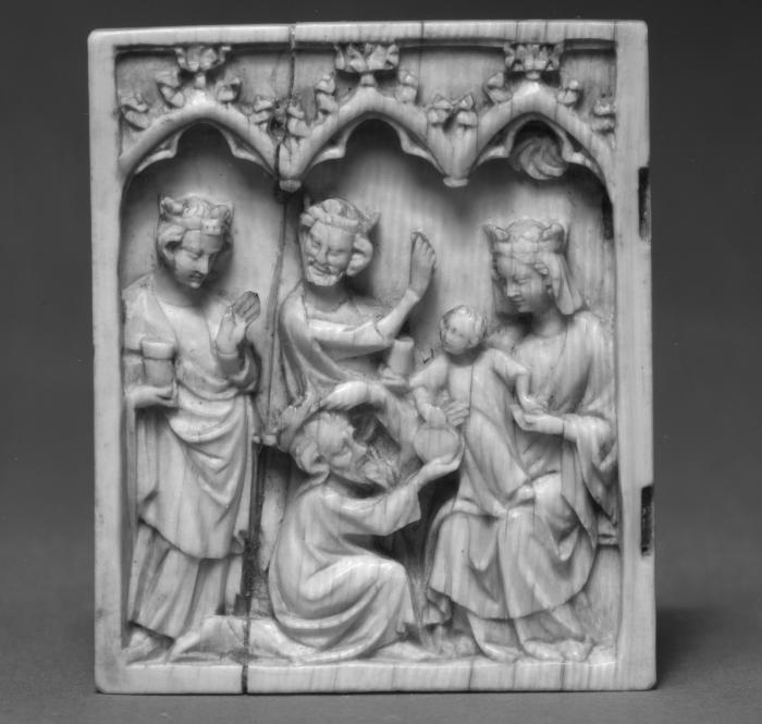 Wing, left (fragment of a diptych), 1 register, 3 arches across (frise d'arcatures; plaquette)