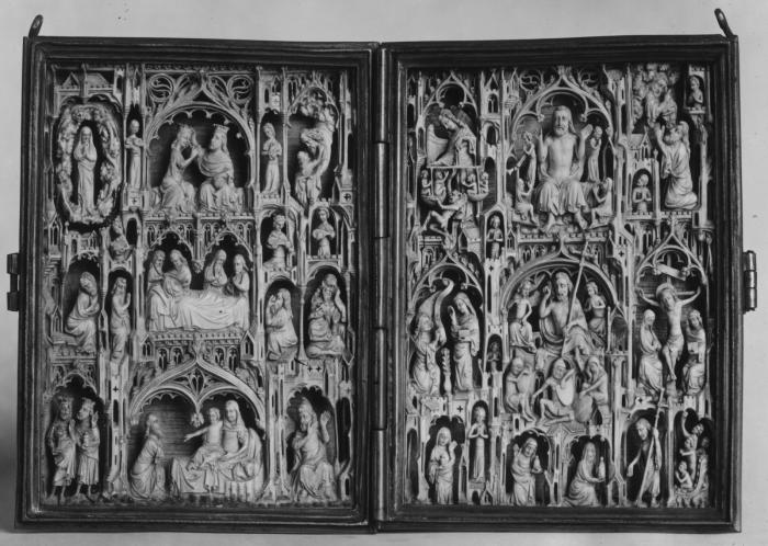 Openwork diptych, 3 registers (colonnettes; ajouré) (Front)