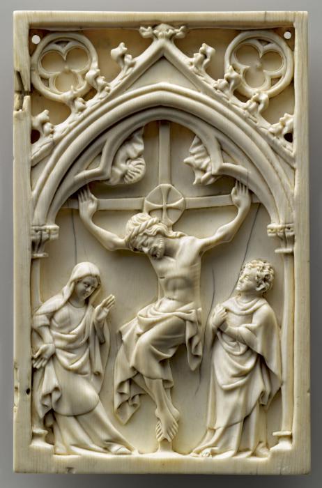 Wing, right (fragment of a diptych), 1 register, 1 arch across (plaquette; colonnettes) (Front)