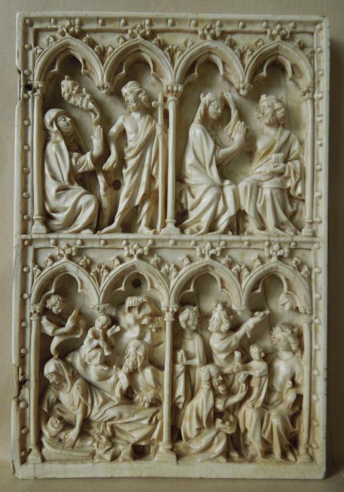 Wing, right (part of a diptych), 2 registers, 4 arches across (frise d'arcatures; colonnettes) (Front)