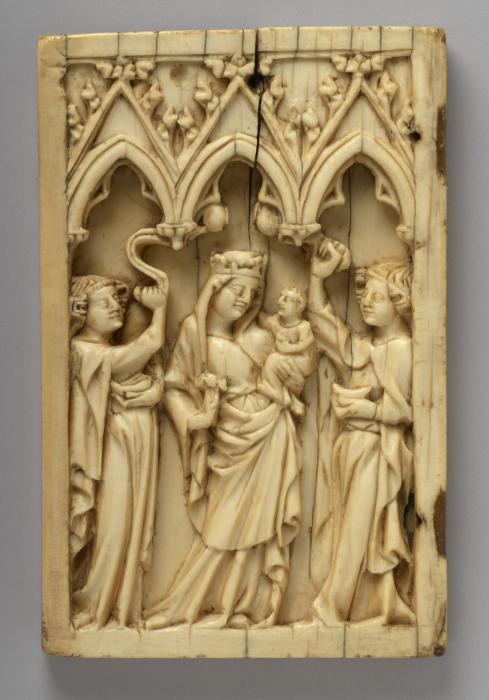 Wing, left (fragment of a diptych), 1 register, 3 arches across (plaquette; frise d'arcatures) (Front)