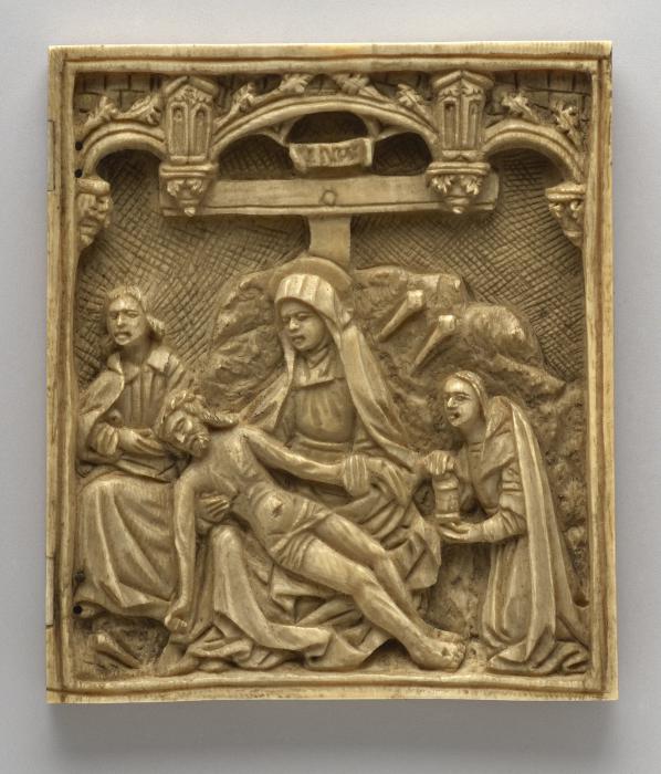 Wing, right (fragment of a diptych), 1 register, 3 arches across (plaquette) (Front)