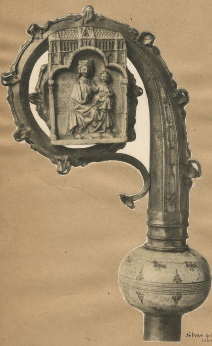 Head of crozier (crosse); double-sided panel, 1 register, 1 trefoil arch across (colonnettes) (Side 1)