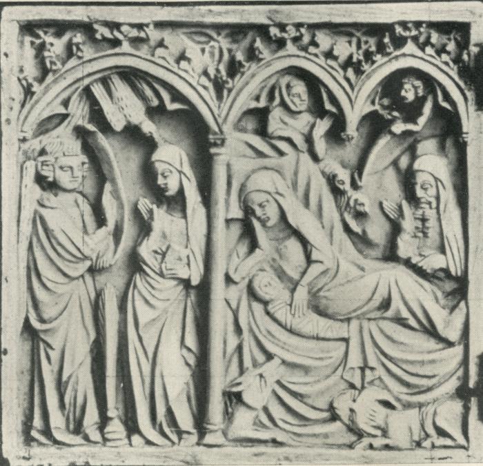 Diptych, 1 register, 3 arches across (frise d'arcatures, colonnettes) (Wing, left)