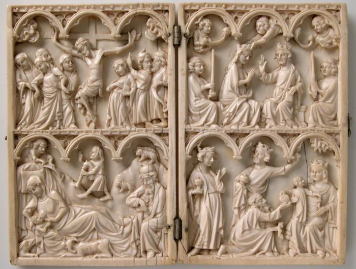 Diptych, 2 registers, 3 arches across (frise d'arcatures) (Front)