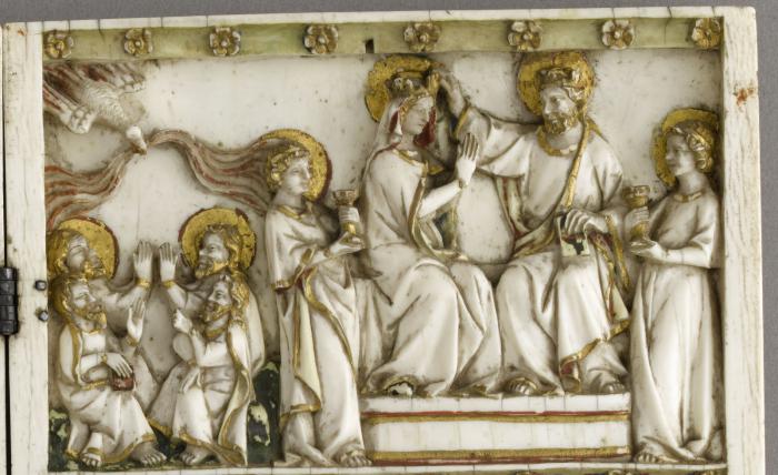 Diptych, 3 registers, bands of rosettes (décor de roses) (Detail)