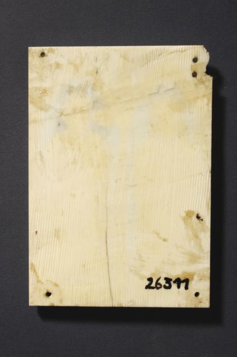 Panel (fragment of a casket), 1 register, 2 arches across (coffret; frise d'arcatures; colonnettes) (Back)